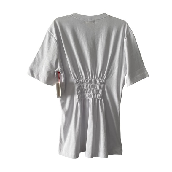 Open Edit Smocked Waist Crew Neck Tee Shirt Short Sleeve NWT - Picture 4 of 8